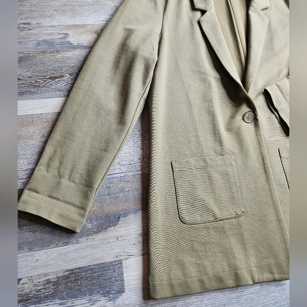 Garnet Hill Relaxed Knit Bkazer Olive Green Women's Size 10 - Picture 4 of 12